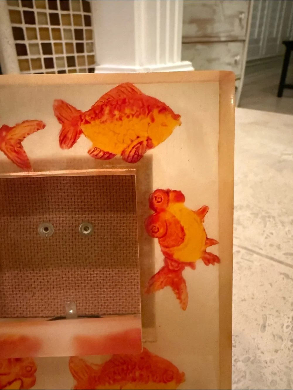 Resin Lucite Anthropologie Fish Picture Frame 5 3/8” picture size 2 3/8”
